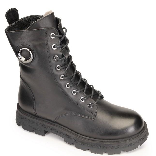 Ботинки жен. 108960-black-3 кожа-шерсть черный